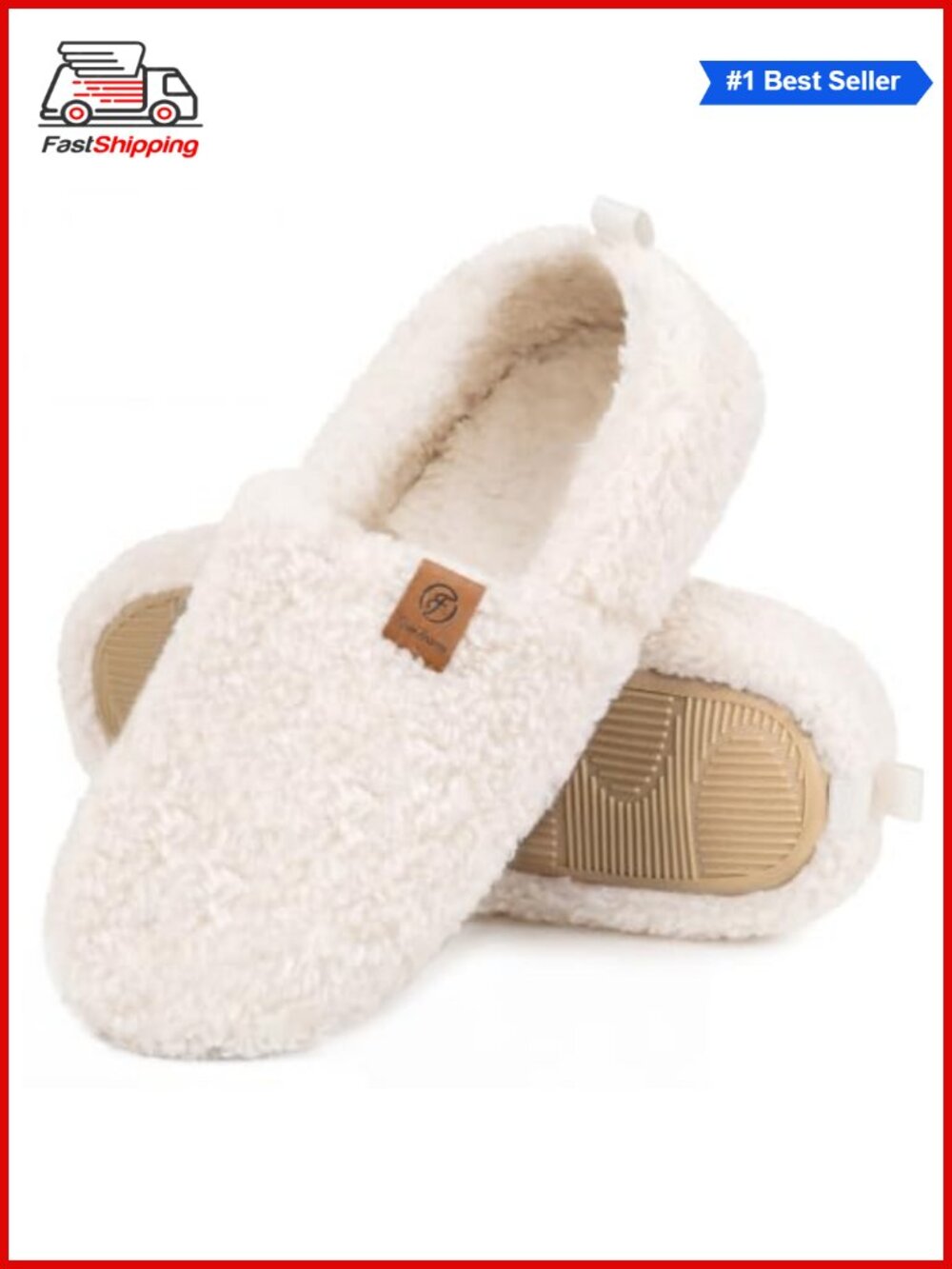 ✨ EverFoams Faux Wool Curly Slippers Memory Foam Lightweight House Shoes